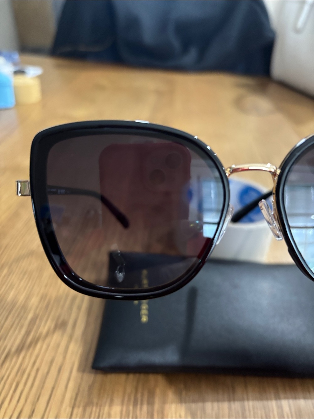 Kurt Geiger Black Cat-Eye Sunglasses with Gold Accents - Picture 2 of 6